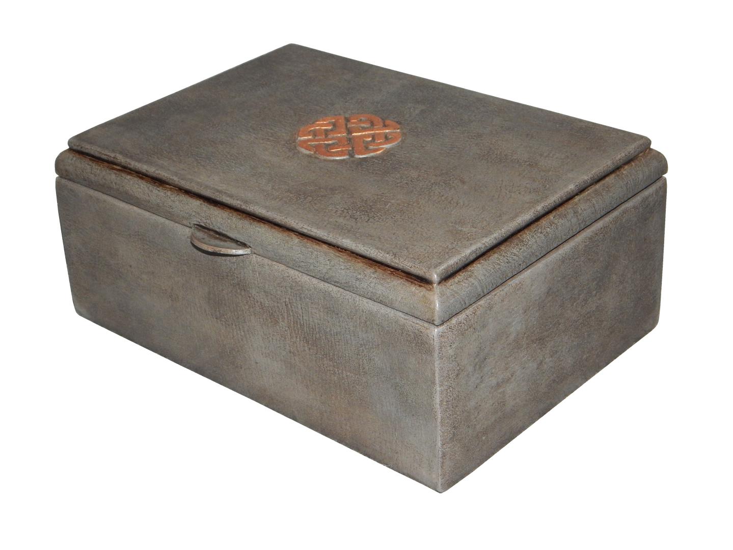 leather box celtic high relief copper